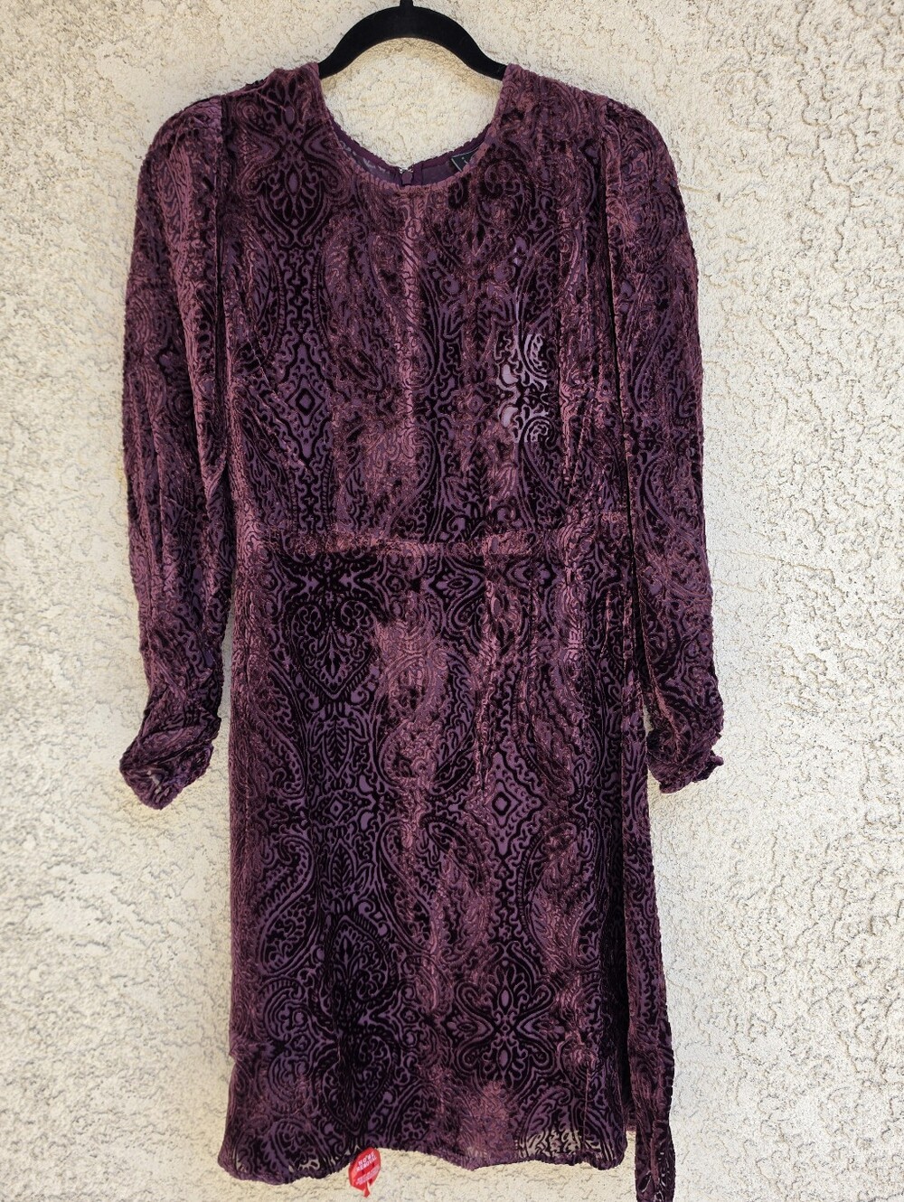 Johnny Was Velvet Paisley Long-Sleeve Dress in Deep Plum NWT. MSRP: $500